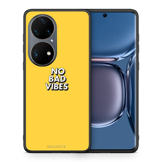 Θήκη Huawei P50 Pro Vibes Text από τη Smartfits με σχέδιο στο πίσω μέρος και μαύρο περίβλημα | Huawei P50 Pro Vibes Text case with colorful back and black bezels