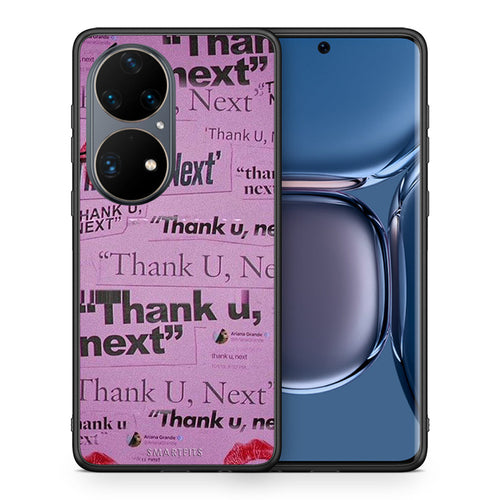 Θήκη Αγίου Βαλεντίνου Huawei P50 Pro Thank You Next από τη Smartfits με σχέδιο στο πίσω μέρος και μαύρο περίβλημα | Huawei P50 Pro Thank You Next case with colorful back and black bezels