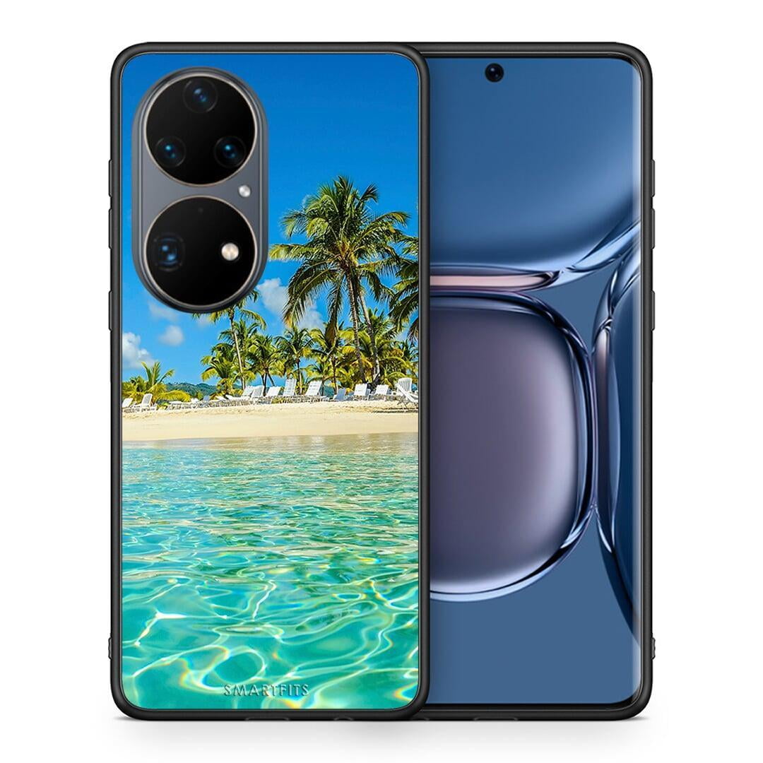 Θήκη Huawei P50 Pro Tropical Vibes από τη Smartfits με σχέδιο στο πίσω μέρος και μαύρο περίβλημα | Huawei P50 Pro Tropical Vibes case with colorful back and black bezels