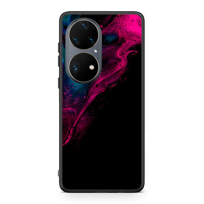 4 - Huawei P50 Pro Pink Black Watercolor case, cover, bumper
