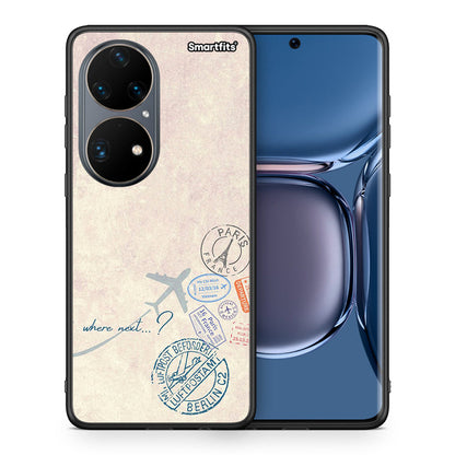 Θήκη Huawei P50 Pro Where Next από τη Smartfits με σχέδιο στο πίσω μέρος και μαύρο περίβλημα | Huawei P50 Pro Where Next case with colorful back and black bezels
