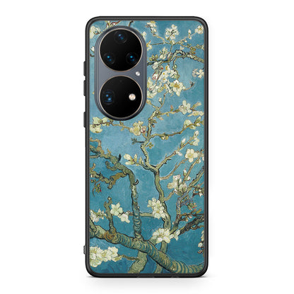 Huawei P50 Pro White Blossoms θήκη από τη Smartfits με σχέδιο στο πίσω μέρος και μαύρο περίβλημα | Smartphone case with colorful back and black bezels by Smartfits