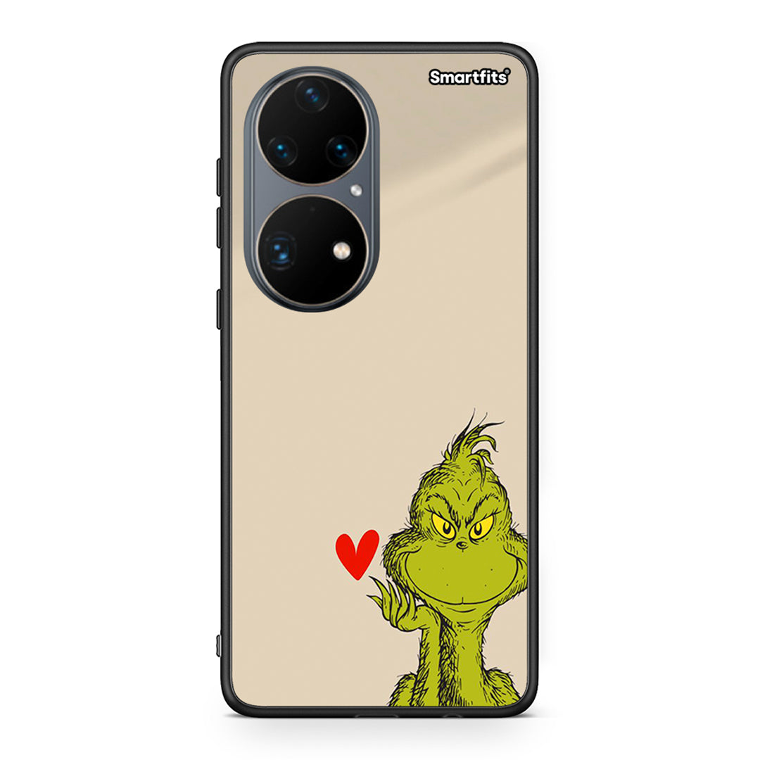 Huawei P50 Pro Xmas Grinch θήκη από τη Smartfits με σχέδιο στο πίσω μέρος και μαύρο περίβλημα | Smartphone case with colorful back and black bezels by Smartfits