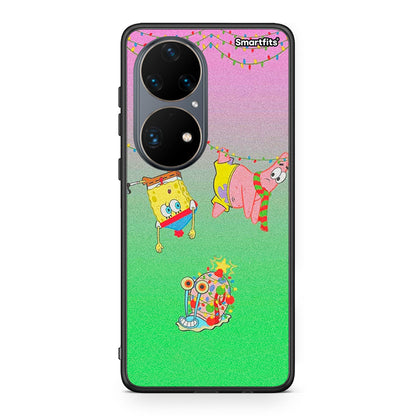 Huawei P50 Pro Xmas Lights θήκη από τη Smartfits με σχέδιο στο πίσω μέρος και μαύρο περίβλημα | Smartphone case with colorful back and black bezels by Smartfits