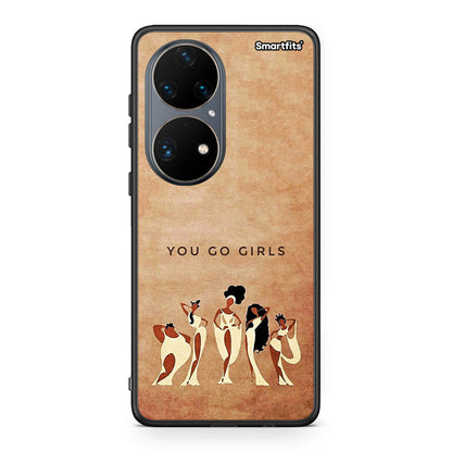 Huawei P50 Pro You Go Girl θήκη από τη Smartfits με σχέδιο στο πίσω μέρος και μαύρο περίβλημα | Smartphone case with colorful back and black bezels by Smartfits