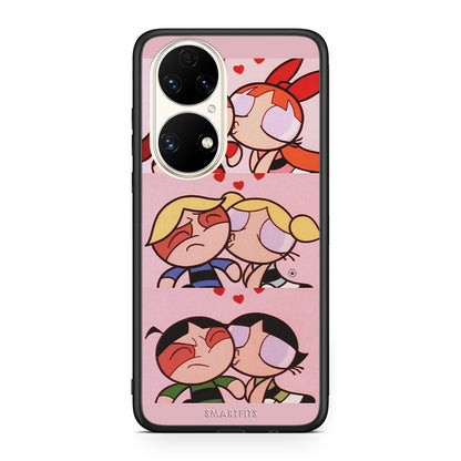 Huawei P50 Puff Love Θήκη Αγίου Βαλεντίνου από τη Smartfits με σχέδιο στο πίσω μέρος και μαύρο περίβλημα | Smartphone case with colorful back and black bezels by Smartfits