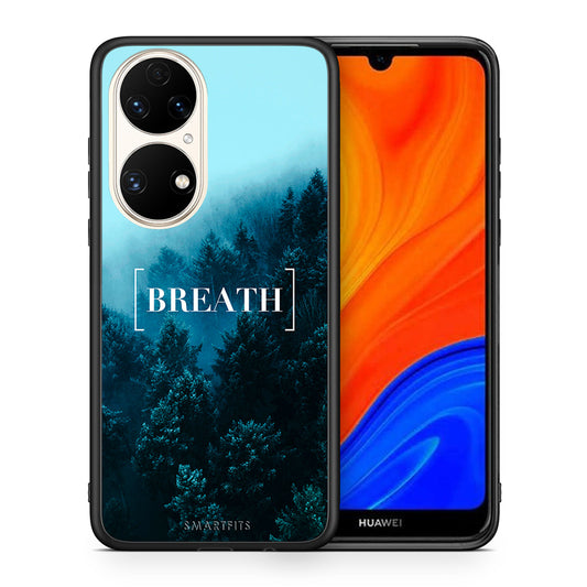 Θήκη Huawei P50 Breath Quote από τη Smartfits με σχέδιο στο πίσω μέρος και μαύρο περίβλημα | Huawei P50 Breath Quote case with colorful back and black bezels