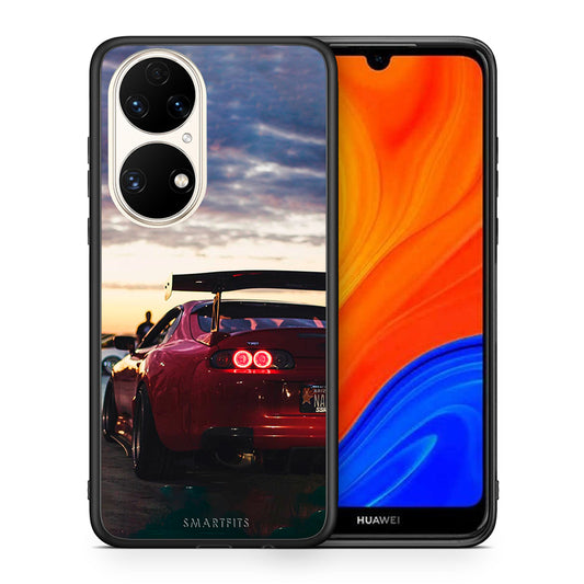 Θήκη Huawei P50 Racing Supra από τη Smartfits με σχέδιο στο πίσω μέρος και μαύρο περίβλημα | Huawei P50 Racing Supra case with colorful back and black bezels