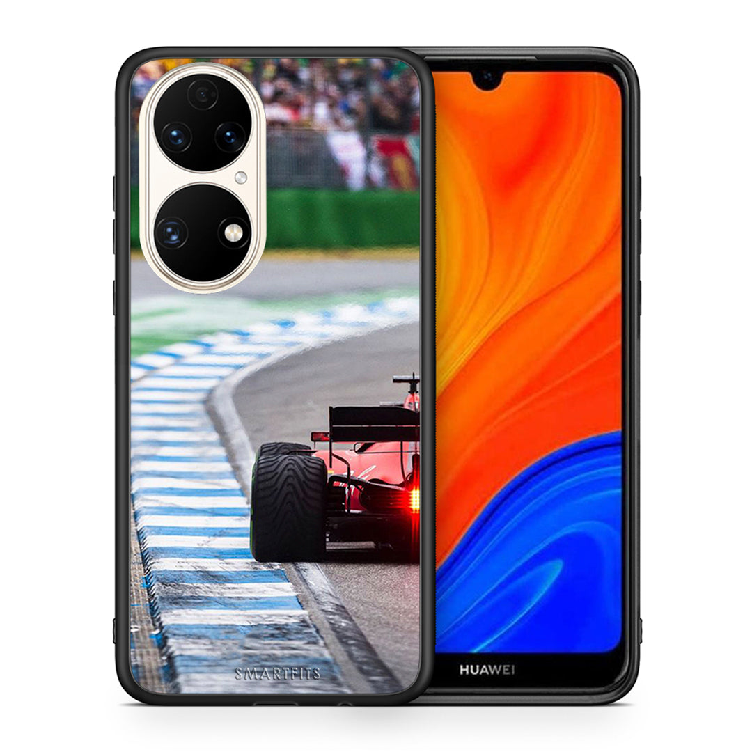 Θήκη Huawei P50 Racing Vibes από τη Smartfits με σχέδιο στο πίσω μέρος και μαύρο περίβλημα | Huawei P50 Racing Vibes case with colorful back and black bezels