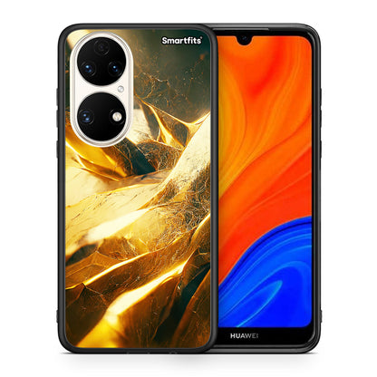 Θήκη Huawei P50 Real Gold από τη Smartfits με σχέδιο στο πίσω μέρος και μαύρο περίβλημα | Huawei P50 Real Gold case with colorful back and black bezels