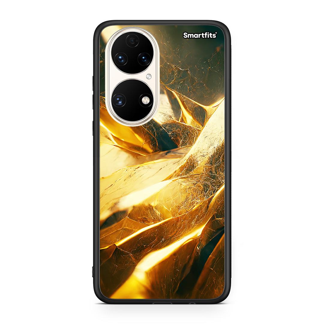 Huawei P50 Real Gold θήκη από τη Smartfits με σχέδιο στο πίσω μέρος και μαύρο περίβλημα | Smartphone case with colorful back and black bezels by Smartfits