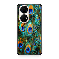 Thumbnail for Huawei P50 Real Peacock Feathers θήκη από τη Smartfits με σχέδιο στο πίσω μέρος και μαύρο περίβλημα | Smartphone case with colorful back and black bezels by Smartfits