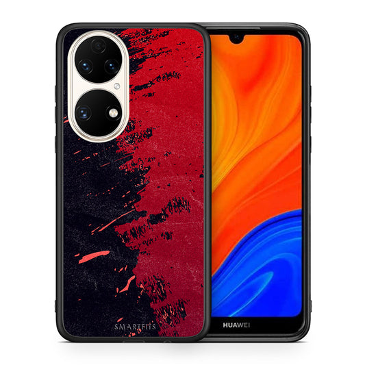Θήκη Αγίου Βαλεντίνου Huawei P50 Red Paint από τη Smartfits με σχέδιο στο πίσω μέρος και μαύρο περίβλημα | Huawei P50 Red Paint case with colorful back and black bezels