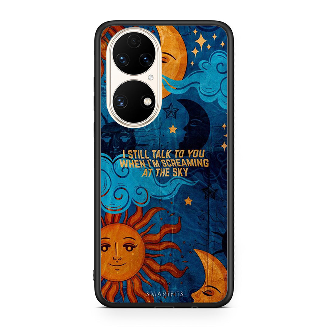 Huawei P50 Screaming Sky θήκη από τη Smartfits με σχέδιο στο πίσω μέρος και μαύρο περίβλημα | Smartphone case with colorful back and black bezels by Smartfits