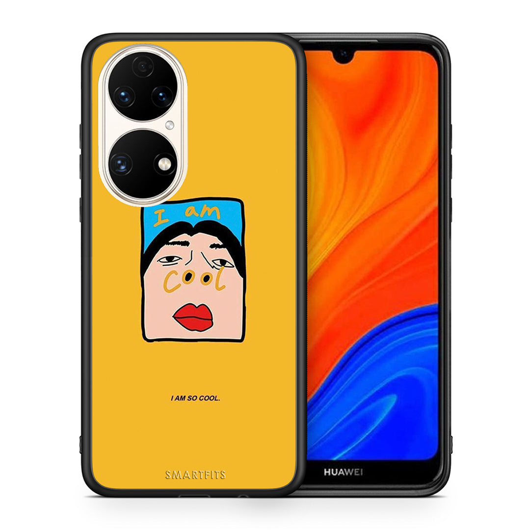 Θήκη Αγίου Βαλεντίνου Huawei P50 So Cool από τη Smartfits με σχέδιο στο πίσω μέρος και μαύρο περίβλημα | Huawei P50 So Cool case with colorful back and black bezels