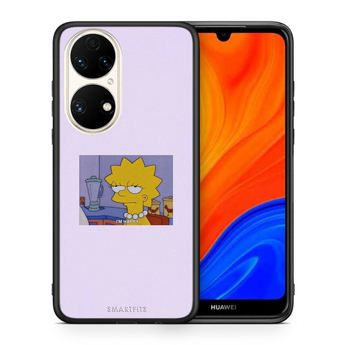 Θήκη Huawei P50 So Happy από τη Smartfits με σχέδιο στο πίσω μέρος και μαύρο περίβλημα | Huawei P50 So Happy case with colorful back and black bezels