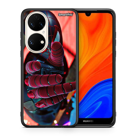 Θήκη Huawei P50 Spider Hand από τη Smartfits με σχέδιο στο πίσω μέρος και μαύρο περίβλημα | Huawei P50 Spider Hand case with colorful back and black bezels