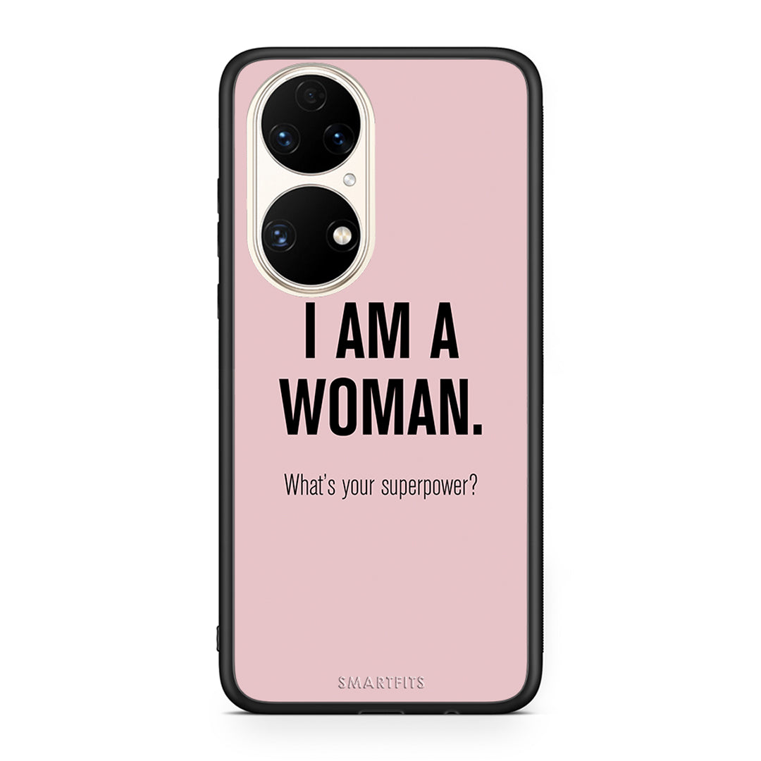 Huawei P50 Superpower Woman θήκη από τη Smartfits με σχέδιο στο πίσω μέρος και μαύρο περίβλημα | Smartphone case with colorful back and black bezels by Smartfits