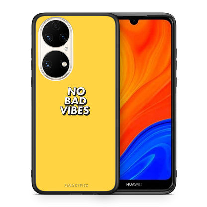 Θήκη Huawei P50 Vibes Text από τη Smartfits με σχέδιο στο πίσω μέρος και μαύρο περίβλημα | Huawei P50 Vibes Text case with colorful back and black bezels