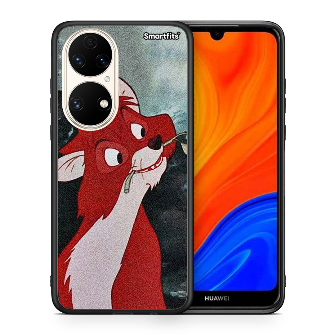 Θήκη Huawei P50 Tod And Vixey Love 1 από τη Smartfits με σχέδιο στο πίσω μέρος και μαύρο περίβλημα | Huawei P50 Tod And Vixey Love 1 case with colorful back and black bezels
