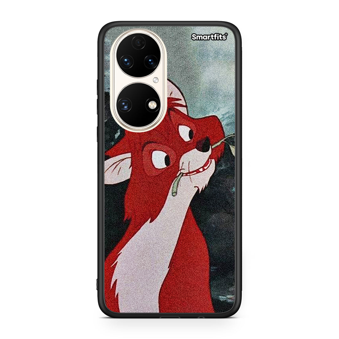 Huawei P50 Tod And Vixey Love 1 θήκη από τη Smartfits με σχέδιο στο πίσω μέρος και μαύρο περίβλημα | Smartphone case with colorful back and black bezels by Smartfits