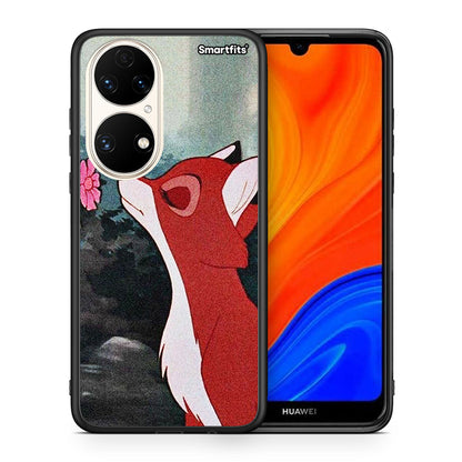 Θήκη Huawei P50 Tod And Vixey Love 2 από τη Smartfits με σχέδιο στο πίσω μέρος και μαύρο περίβλημα | Huawei P50 Tod And Vixey Love 2 case with colorful back and black bezels