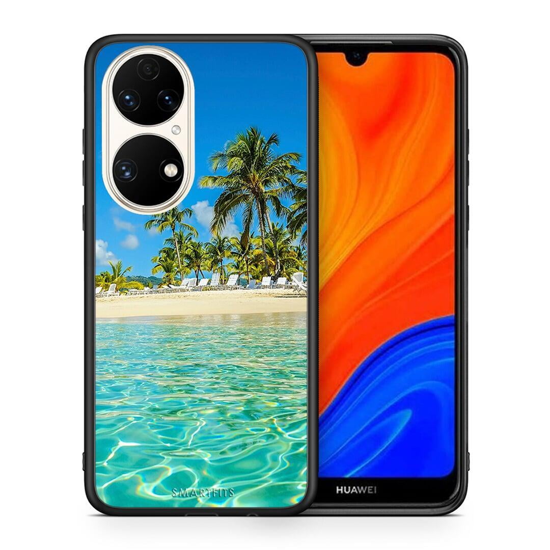 Θήκη Huawei P50 Tropical Vibes από τη Smartfits με σχέδιο στο πίσω μέρος και μαύρο περίβλημα | Huawei P50 Tropical Vibes case with colorful back and black bezels