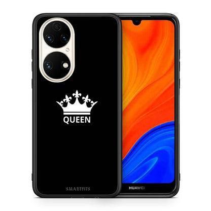 Θήκη Huawei P50 Queen Valentine από τη Smartfits με σχέδιο στο πίσω μέρος και μαύρο περίβλημα | Huawei P50 Queen Valentine case with colorful back and black bezels