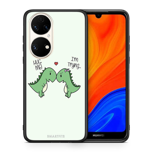 Θήκη Huawei P50 Rex Valentine από τη Smartfits με σχέδιο στο πίσω μέρος και μαύρο περίβλημα | Huawei P50 Rex Valentine case with colorful back and black bezels