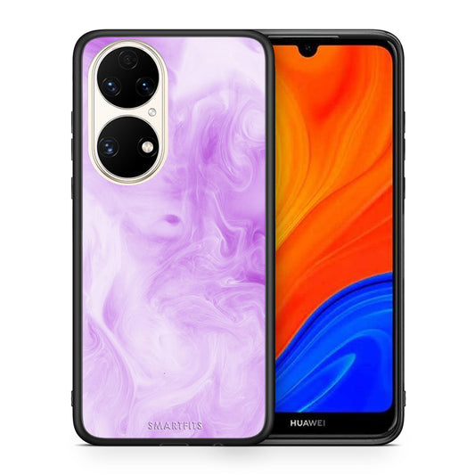 Θήκη Huawei P50 Lavender Watercolor από τη Smartfits με σχέδιο στο πίσω μέρος και μαύρο περίβλημα | Huawei P50 Lavender Watercolor case with colorful back and black bezels