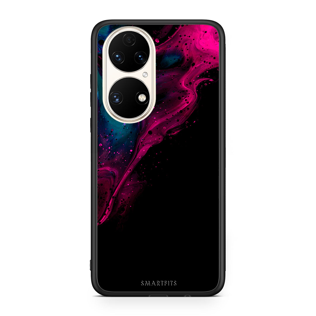 4 - Huawei P50 Pink Black Watercolor case, cover, bumper
