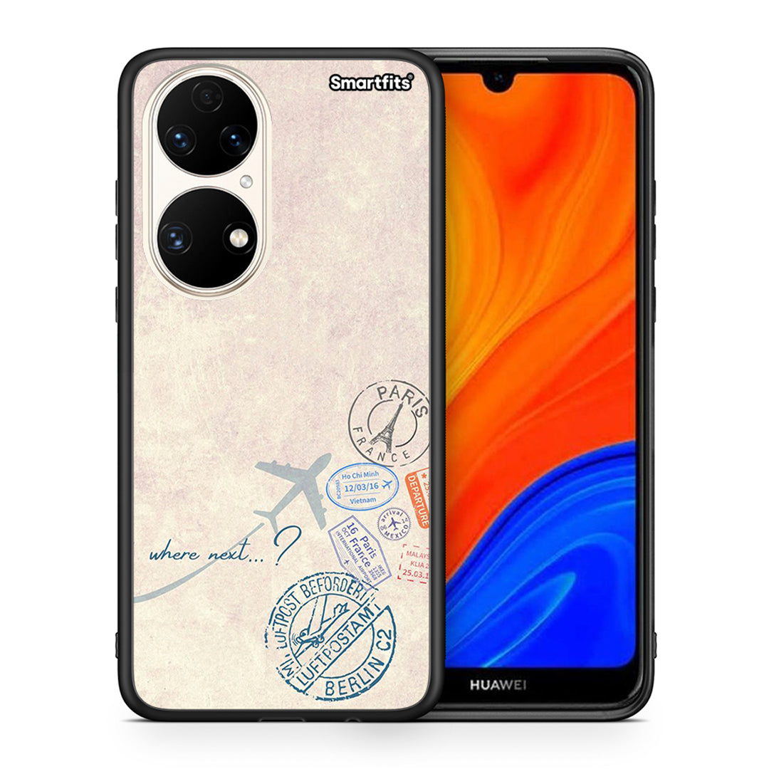 Θήκη Huawei P50 Where Next από τη Smartfits με σχέδιο στο πίσω μέρος και μαύρο περίβλημα | Huawei P50 Where Next case with colorful back and black bezels