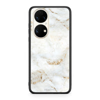 Thumbnail for Huawei P50 White Gold Marble θήκη από τη Smartfits με σχέδιο στο πίσω μέρος και μαύρο περίβλημα | Smartphone case with colorful back and black bezels by Smartfits