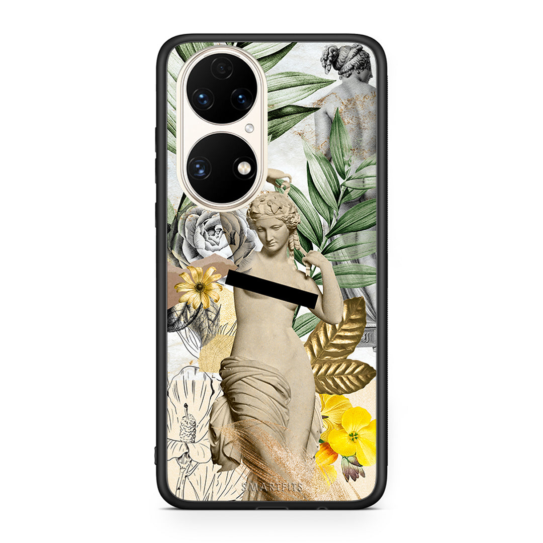 Huawei P50 Woman Statue θήκη από τη Smartfits με σχέδιο στο πίσω μέρος και μαύρο περίβλημα | Smartphone case with colorful back and black bezels by Smartfits