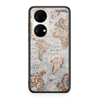 Thumbnail for Huawei P50 World Map Θήκη από τη Smartfits με σχέδιο στο πίσω μέρος και μαύρο περίβλημα | Smartphone case with colorful back and black bezels by Smartfits