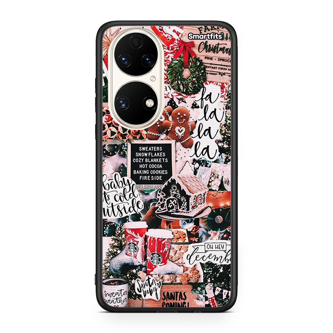 Huawei P50 Xmas Habbits θήκη από τη Smartfits με σχέδιο στο πίσω μέρος και μαύρο περίβλημα | Smartphone case with colorful back and black bezels by Smartfits