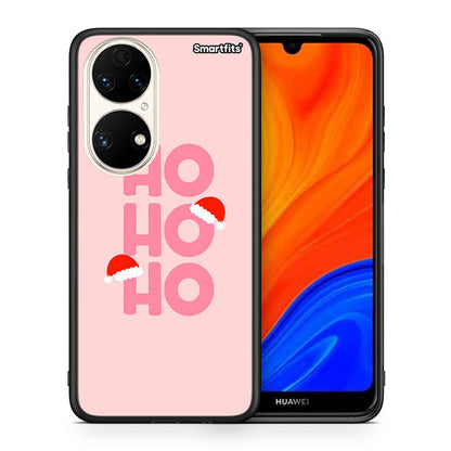 Θήκη Huawei P50 Xmas Ho Ho Ho από τη Smartfits με σχέδιο στο πίσω μέρος και μαύρο περίβλημα | Huawei P50 Xmas Ho Ho Ho case with colorful back and black bezels