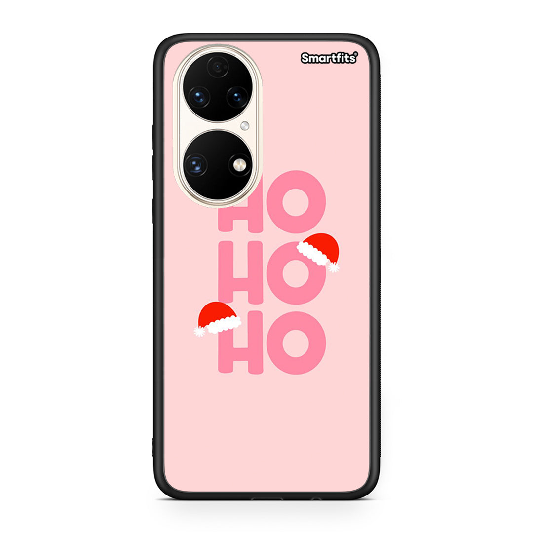 Huawei P50 Xmas Ho Ho Ho θήκη από τη Smartfits με σχέδιο στο πίσω μέρος και μαύρο περίβλημα | Smartphone case with colorful back and black bezels by Smartfits