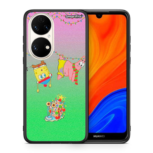 Θήκη Huawei P50 Xmas Lights από τη Smartfits με σχέδιο στο πίσω μέρος και μαύρο περίβλημα | Huawei P50 Xmas Lights case with colorful back and black bezels
