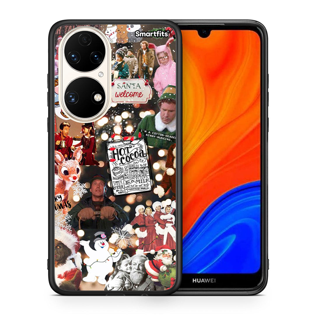 Θήκη Huawei P50 Xmas Movies από τη Smartfits με σχέδιο στο πίσω μέρος και μαύρο περίβλημα | Huawei P50 Xmas Movies case with colorful back and black bezels