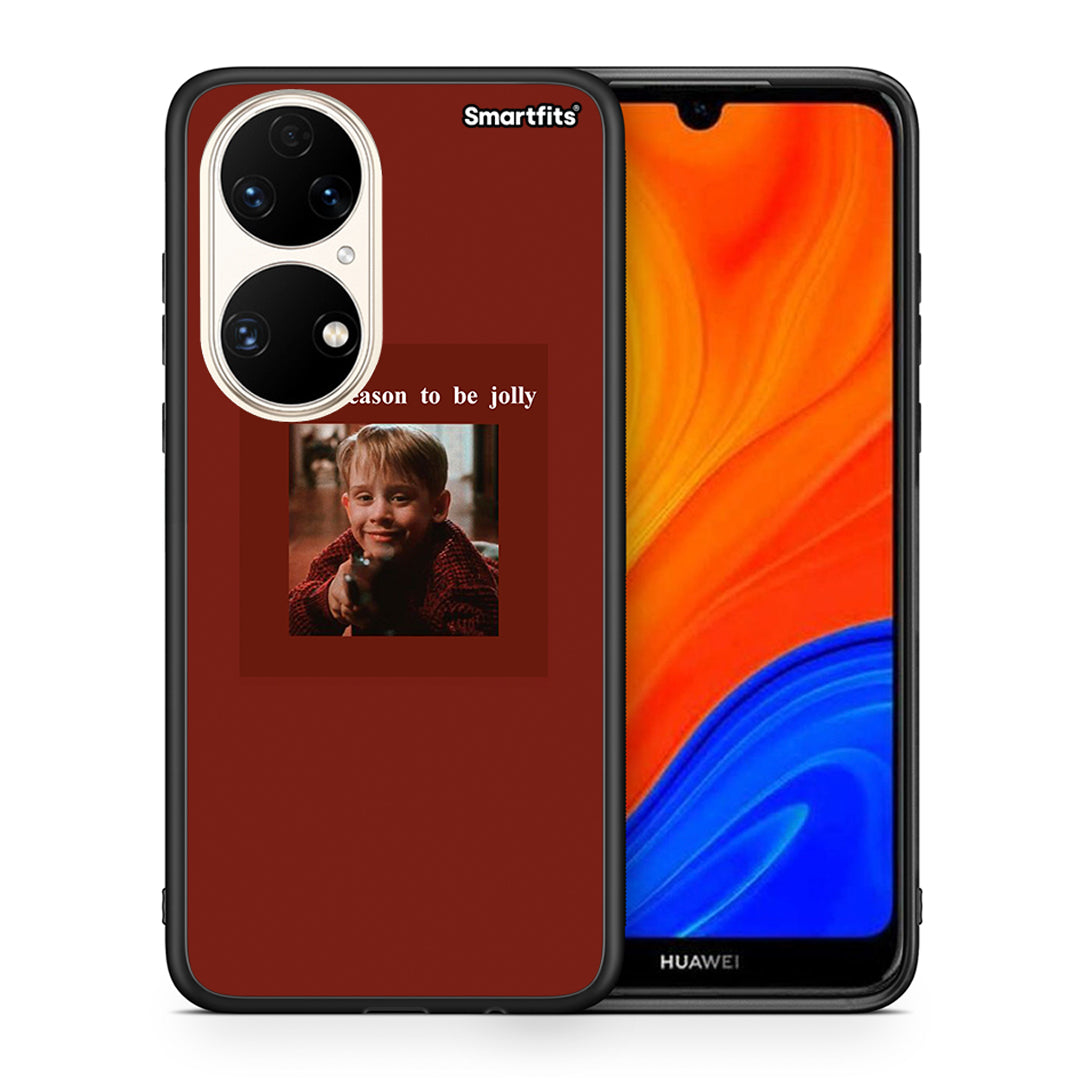 Θήκη Huawei P50 Xmas Ultimate Spirit από τη Smartfits με σχέδιο στο πίσω μέρος και μαύρο περίβλημα | Huawei P50 Xmas Ultimate Spirit case with colorful back and black bezels