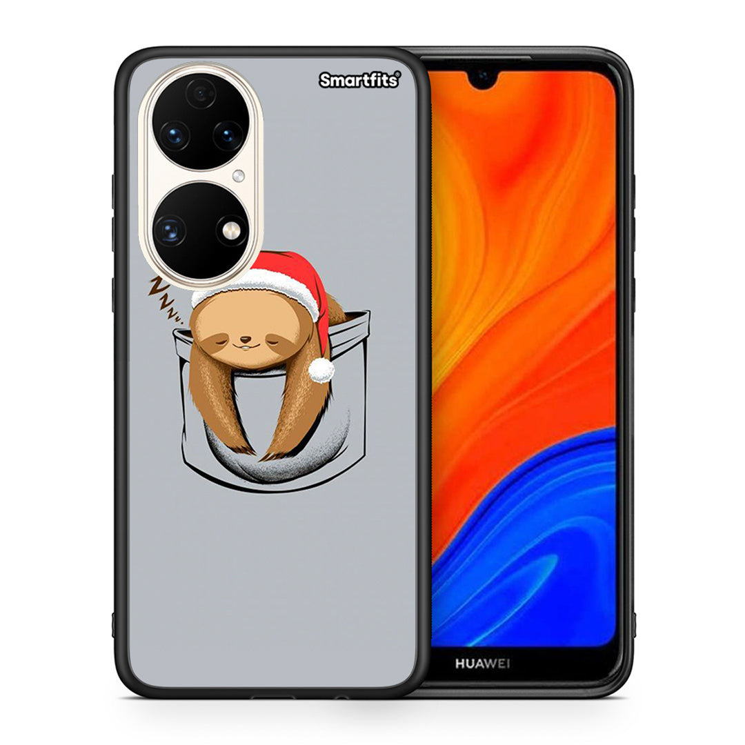 Θήκη Huawei P50 Xmas Zzzz από τη Smartfits με σχέδιο στο πίσω μέρος και μαύρο περίβλημα | Huawei P50 Xmas Zzzz case with colorful back and black bezels