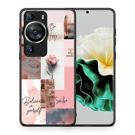 Θήκη Huawei P60 Aesthetic Collage από τη Smartfits με σχέδιο στο πίσω μέρος και μαύρο περίβλημα | Huawei P60 Aesthetic Collage Case with Colorful Back and Black Bezels