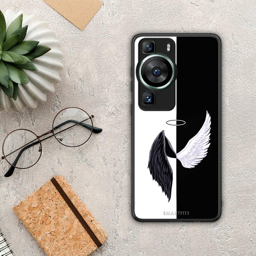 Θήκη Huawei P60 Angels Demons από τη Smartfits με σχέδιο στο πίσω μέρος και μαύρο περίβλημα | Huawei P60 Angels Demons Case with Colorful Back and Black Bezels