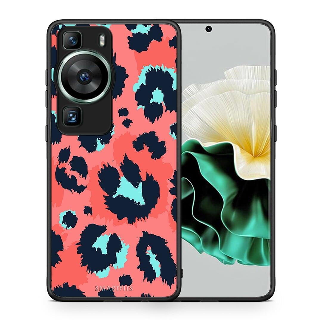 Θήκη Huawei P60 Animal Pink Leopard από τη Smartfits με σχέδιο στο πίσω μέρος και μαύρο περίβλημα | Huawei P60 Animal Pink Leopard Case with Colorful Back and Black Bezels