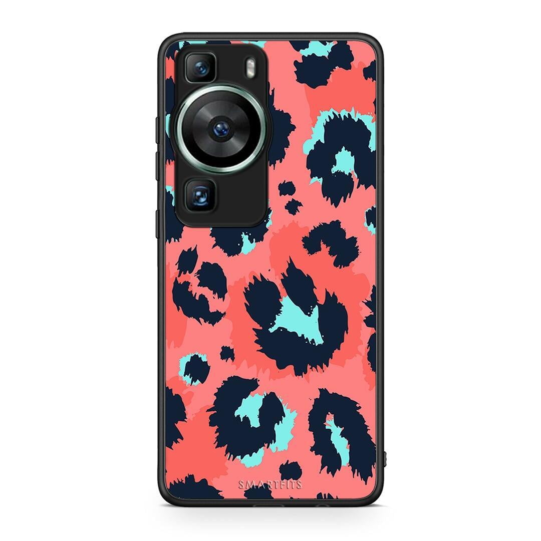 Θήκη Huawei P60 Animal Pink Leopard από τη Smartfits με σχέδιο στο πίσω μέρος και μαύρο περίβλημα | Huawei P60 Animal Pink Leopard Case with Colorful Back and Black Bezels