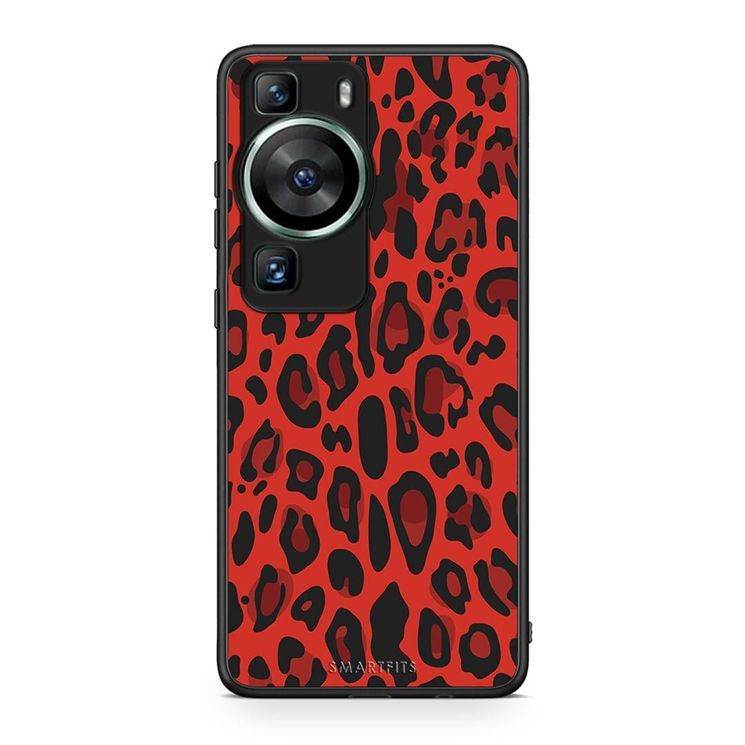 Θήκη Huawei P60 Animal Red Leopard από τη Smartfits με σχέδιο στο πίσω μέρος και μαύρο περίβλημα | Huawei P60 Animal Red Leopard Case with Colorful Back and Black Bezels