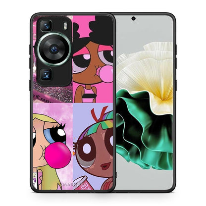 Θήκη Huawei P60 Bubble Girls από τη Smartfits με σχέδιο στο πίσω μέρος και μαύρο περίβλημα | Huawei P60 Bubble Girls Case with Colorful Back and Black Bezels