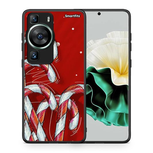 Θήκη Huawei P60 Candy Cane από τη Smartfits με σχέδιο στο πίσω μέρος και μαύρο περίβλημα | Huawei P60 Candy Cane Case with Colorful Back and Black Bezels