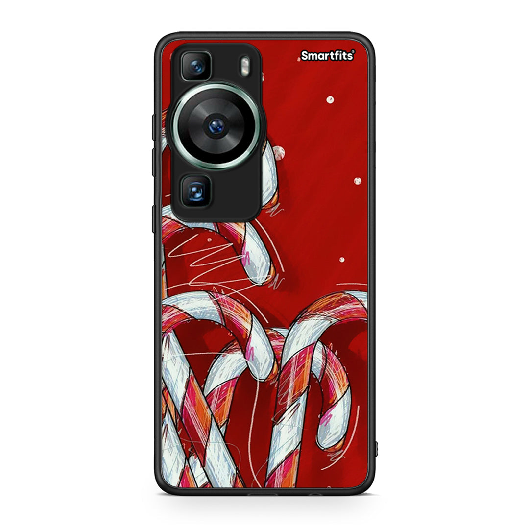 Θήκη Huawei P60 Candy Cane από τη Smartfits με σχέδιο στο πίσω μέρος και μαύρο περίβλημα | Huawei P60 Candy Cane Case with Colorful Back and Black Bezels